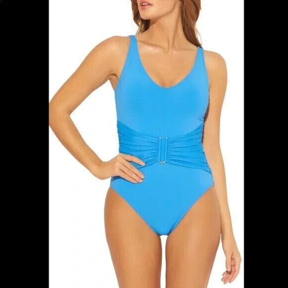 Bleu Rod Beattie NWD Blue U Bar One Piece Swimsuit Size 4 - Picture 1 of 3